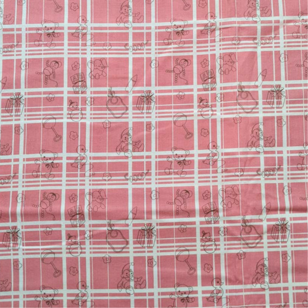 Michael Miller "Play Plaid" Fabric Vintage MCM Reproduction, Retro Nursery Print - Picture 7 of 7